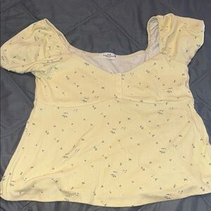 Rebellious Rose Yellow Puff Sleeve Ruffled Blouse